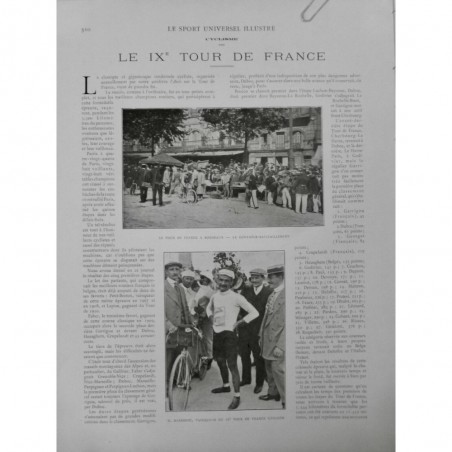 1911 VELO TOUR DE FRANCE IX TOUR VAINQUEUR GARRIGOU CONTRÔLE RAVITAILLEMENT