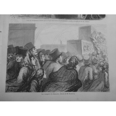 1862 MI DAUMIER DESSIN VOYAGEUR DIMANCHE FOULETRAIN GARE