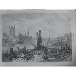 1866 UI LONDRES ETAT TRAVAUX CONSTRUCTION NOUVEAUX QUAIS TAMISE