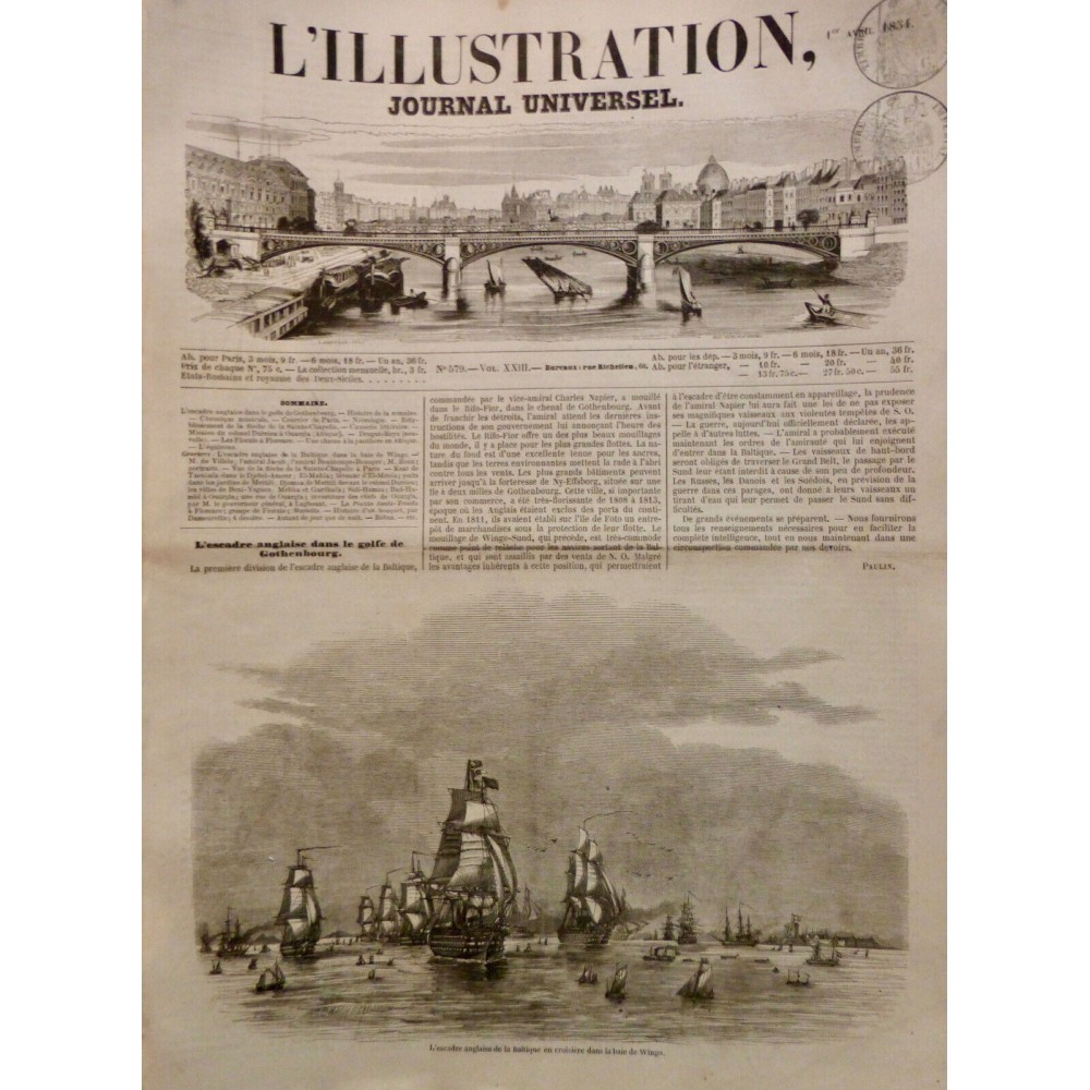 1854 I GOLFE GOTHENBOURG ESCADRE ANGLAISE BALTIQUE NAPIER INSTRUCTION RIFO-FIOR