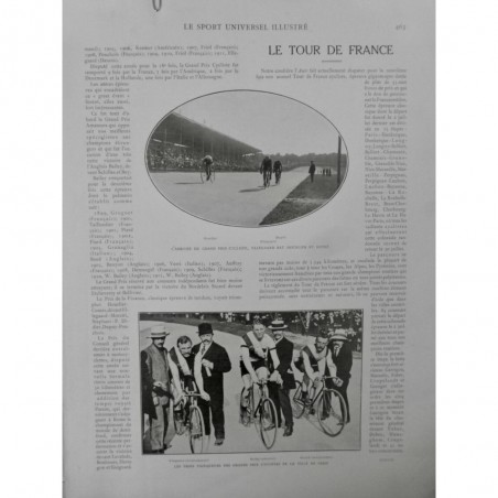 1911 VELO TOUR DE FRANCE ARRIVEE PARIS VAINQUEUR ELLEGAARD BAILEY SICARD