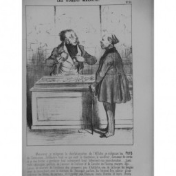 1854 DAUMIER GRAVURE ROBERT MACAIRE MARCHAND CHARLATAN MENSONGE