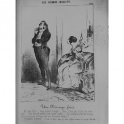 1854 DAUMIER GRAVURE ROBERT MACAIRE MARIAGE TROMPERIE FORTUNE