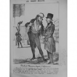 1854 DAUMIER GRAVURE ROBERT MACAIRE AGENT AFFAIRE CREANCE