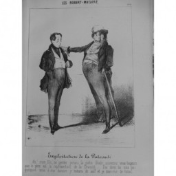 1854 DAUMIER GRAVURE ROBERT MACAIRE EXPLOITATION PATERNITÉ FILS ARGENT