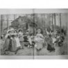 1900 UI DANSE CHAMPETRE BANQUET NATURE DANSEUSES TAMBOURIN MANDOLINE