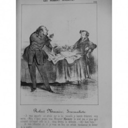 1854 DAUMIER GRAVURE ROBERT MACAIRE JOURNALISTE JOURNAL ARTICLE LOI