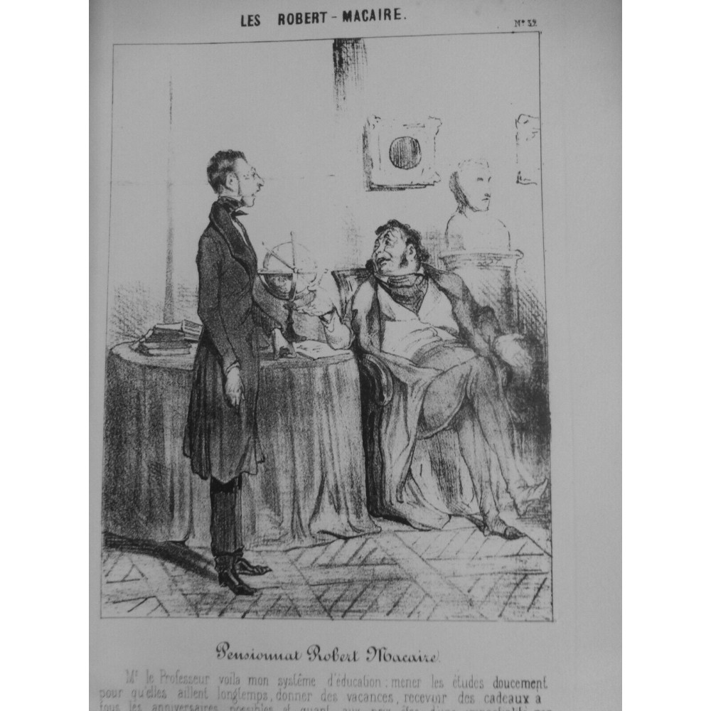 1854 DAUMIER GRAVURE ROBERT MACAIRE PENSIONNAT EDUCATION ENSEIGNEMENT