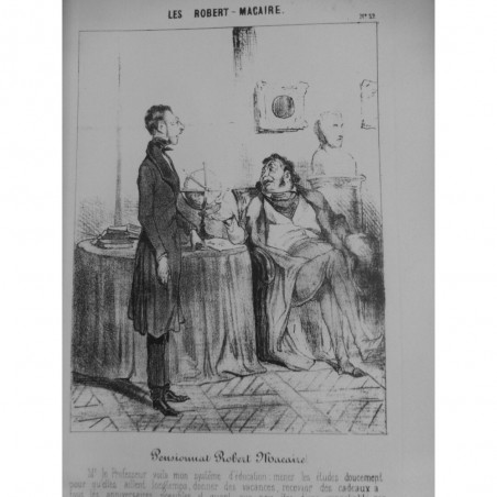 1854 DAUMIER GRAVURE ROBERT MACAIRE PENSIONNAT EDUCATION ENSEIGNEMENT