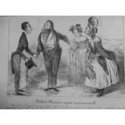 1854 DAUMIER GRAVURE ROBERT MACAIRE AGENT MATIMONIAL RENCONTRE JEUNE FILLE