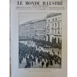 1889 HONGRIE BUDA-PESTH MANIFESTATION ARTICLE LOI MILITAIRE PHOTO MAY