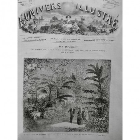 1875 UI REINE DANEMARCK VISITE SERRE PARIS BOIS BOULOGNE VEGETATION EXOTISME