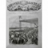 1875 UI LONGCHAMP REVUE BATAILLON SAINT-CYR DEFILÉ TRIBUNE