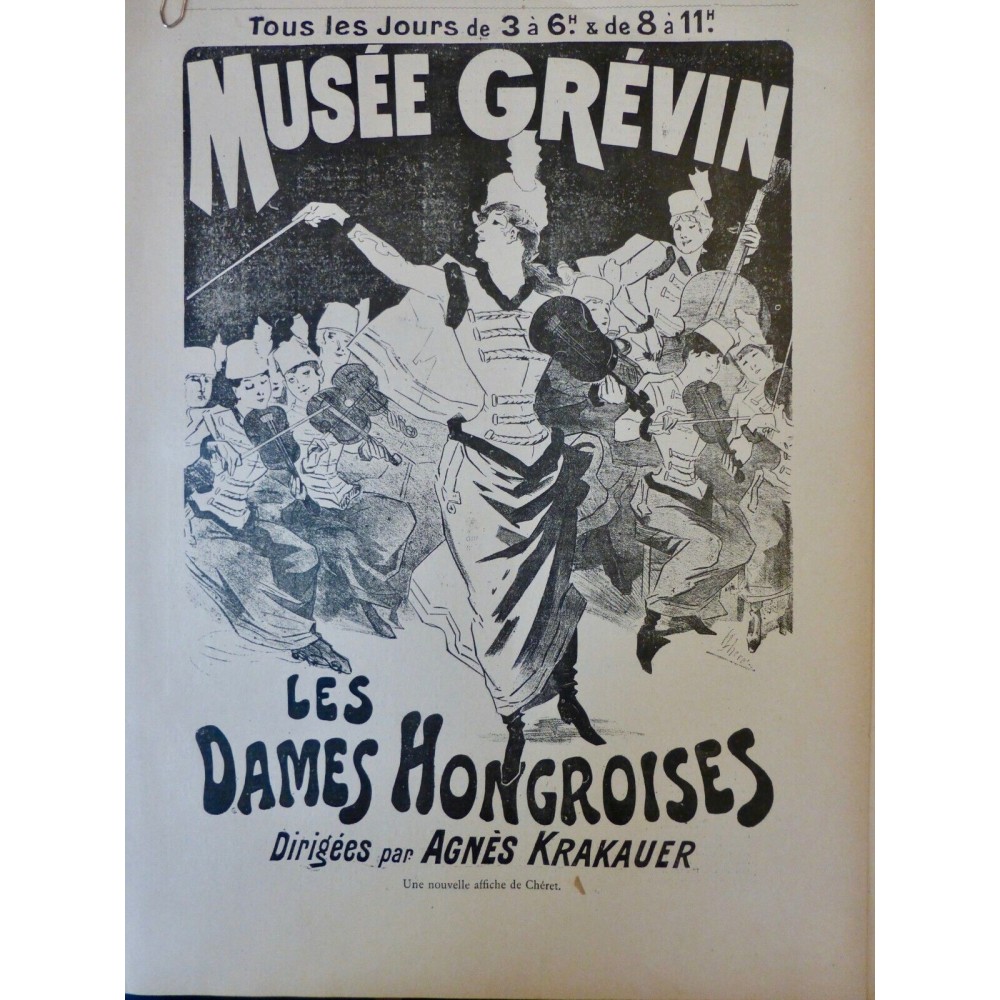 1897 HONGRIE AFFICHE CHERET DAMES HONGROISES MUSICIENNES AGNES KRAKAUER