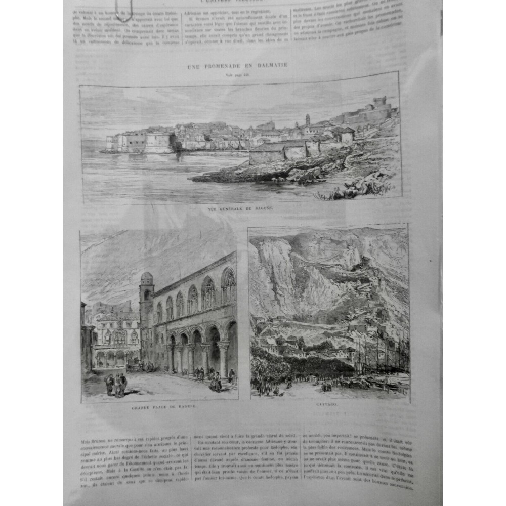 1875 UI DALMATIE RAGUSE GATTARO VILLAGE MONTAGNE PORT BATIMENT FACADE ARCHE