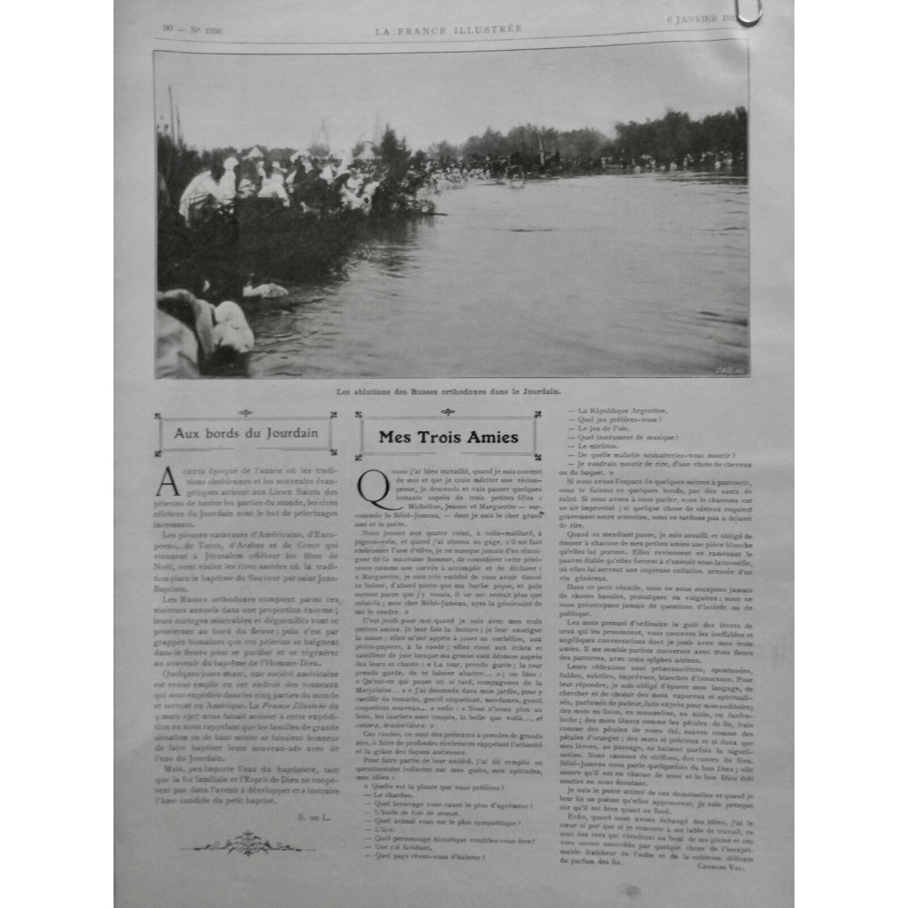 1912 FI MIRUSSE ORTHODOXE ABLUTION FLEUVE JOURDAIN TRADITION CHRETIENE PELERINAG