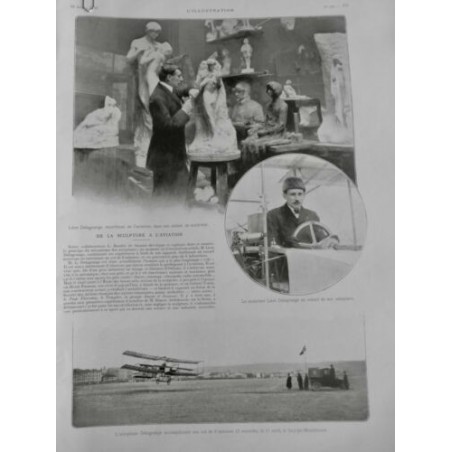 1908 I AVIATION LEON DELAGRANGE RECORDMAN AEROPLANE SCULPTEUR