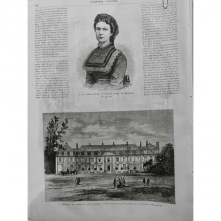 1875 UI SISSI IMPERATRICE D'AUTRICHE VISITE FECAMP CHATEAU SASSENOT 2 JOURNAUX