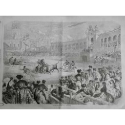 1859 I COURSE TAUREAUX SEVILLE CORRIDA TORERO TAUROMACHIE ARENE