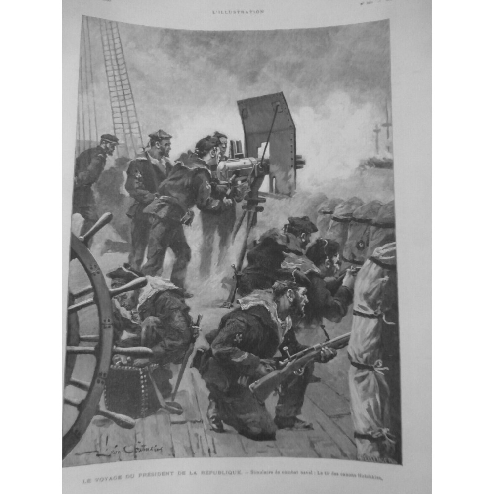 1890 I COMBAT NAVAL SIMULACRE PRESIDENT TIR CANON HOTCHKISS