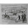 1875 UI NEW-YORK HIVER FROID GLACE RECOLTE RIVIERE HUDSON COUPAGE EMMAGASINAGE