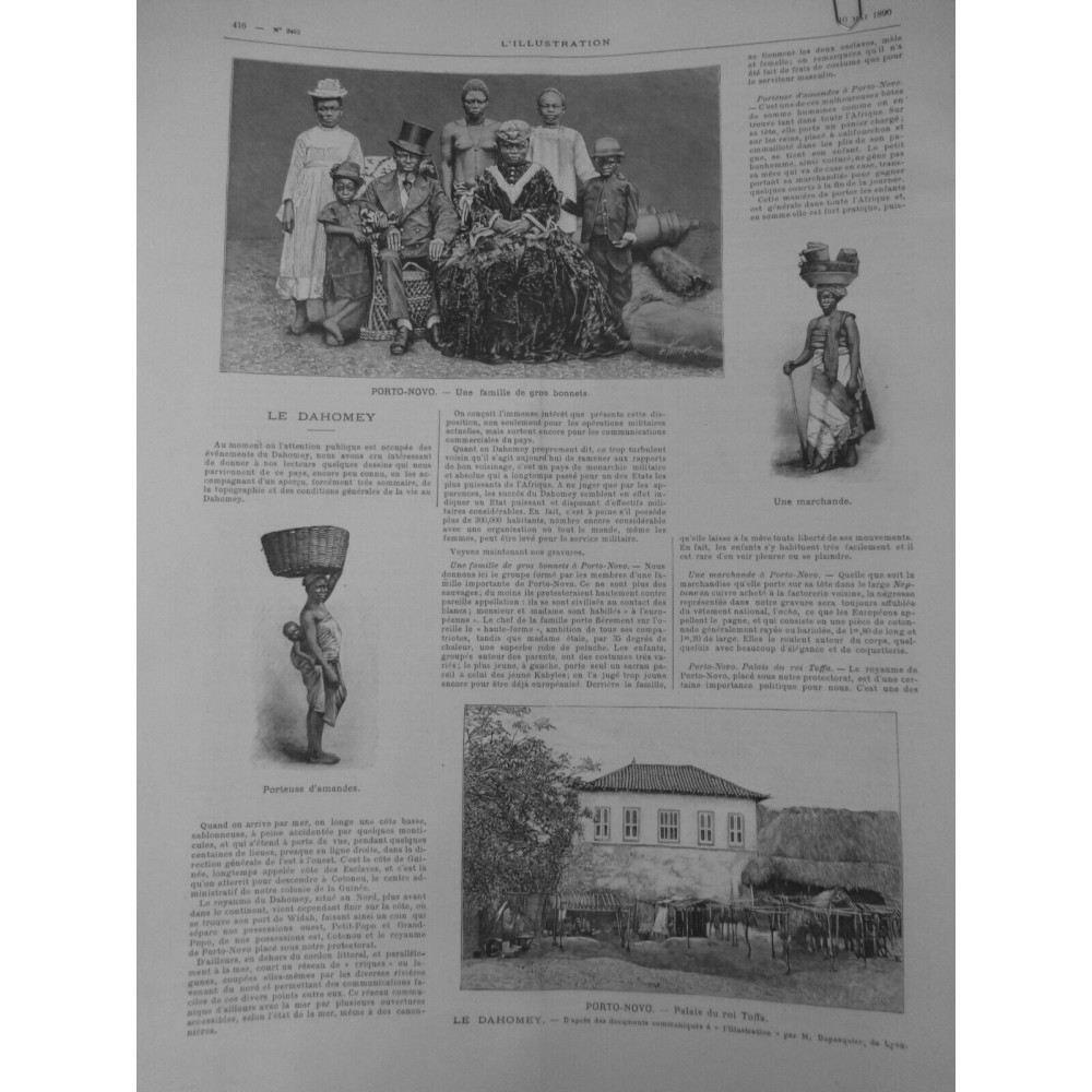 1890 I DAHOMEY PORTO-NOVO PALAIS ROI TOFFA PAGNE FAMILLE PORT WIDAH