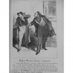 1854 DAUMIER GRAVURE ROBERT MACAIRE VOYAGE ABONNEMENT RAIEMENT QUITTANCE