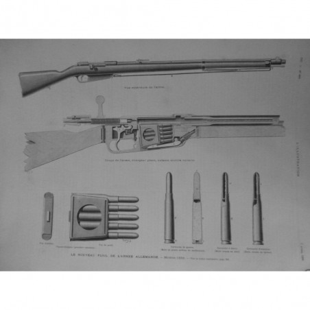 1890 I FUSIL MODELE 1888 ARMEE ALLEMANDE VUE COUPE CARTOUCHE