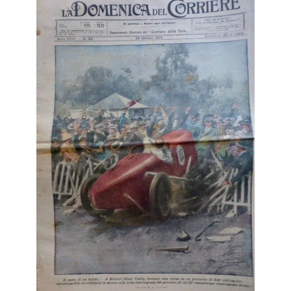 1925 DC AUTOMOBILE COURSE DETROIT ETATS UNIS ACCIDENT VITESSE FOULE