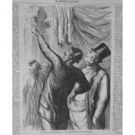 1867 MI DAUMIER DESSIN VRAI CICERONE EXPOSITION GUIDE VISITE