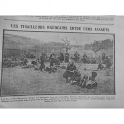 1915 02 GRANDE GUERRE TIRAILLEUR MAROCAIN ASSAUT TRANCHEE HALTE CHAMPS