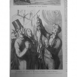 1873 PI DAUMIER DESSIN EXPOSITION VIENNE LAPIN CUISINE CHAPEAU