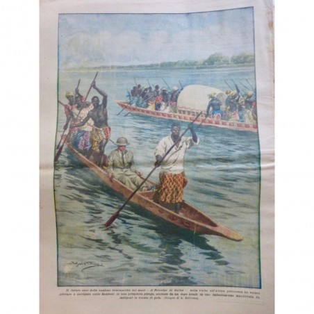 1925 DC AFRIQUE VISITE PRINCE DE GALLES PIROGUE ZAMBESI INDIGENE