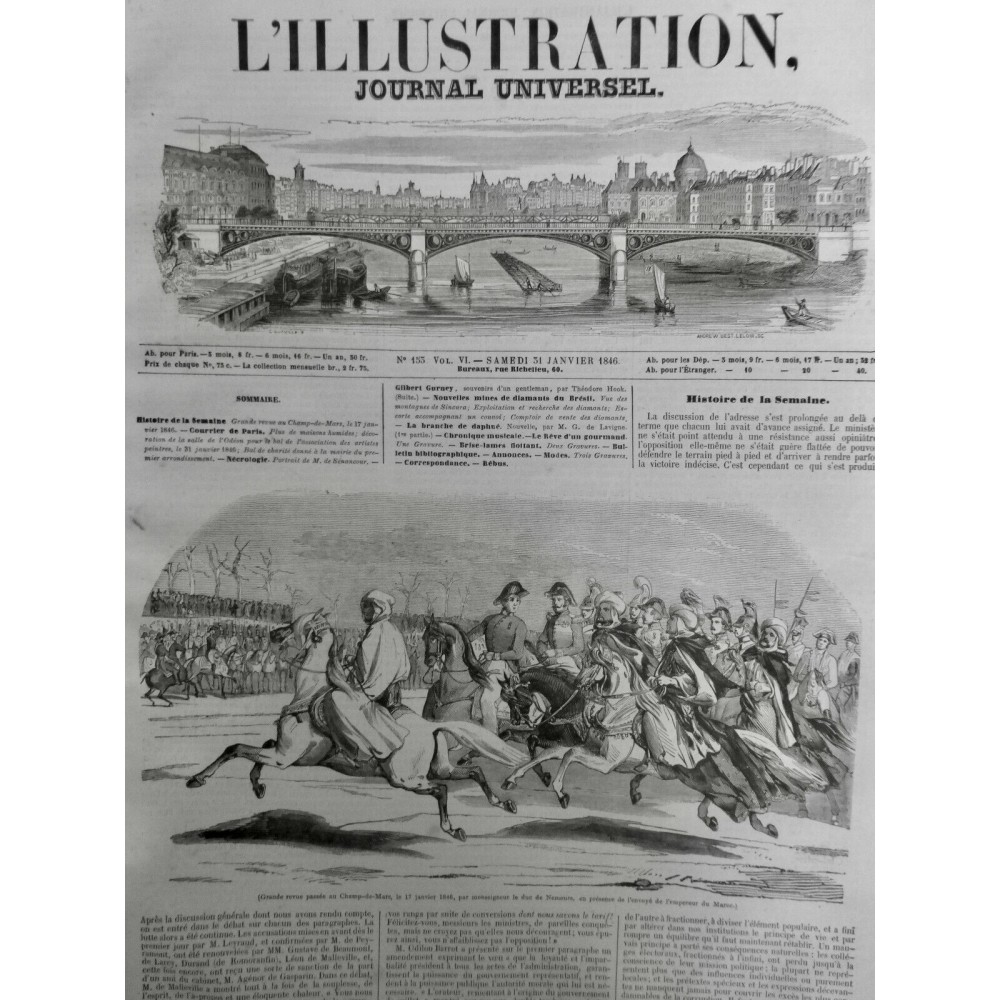 1846 I PARIS CHAMP MARS GRANDE REVUE DUC NEMOURS ENVOYÉ EMPEREUR MAROC