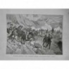 1890 UI SUISSE MANOEUVRES ARTILLERIE MONTAGNE CHEVAUX DESSIN DÜNKI