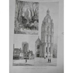 1890 MI CLOCHER MORTAGNE CONSTRUCTION DESSIN BAUDOUIN