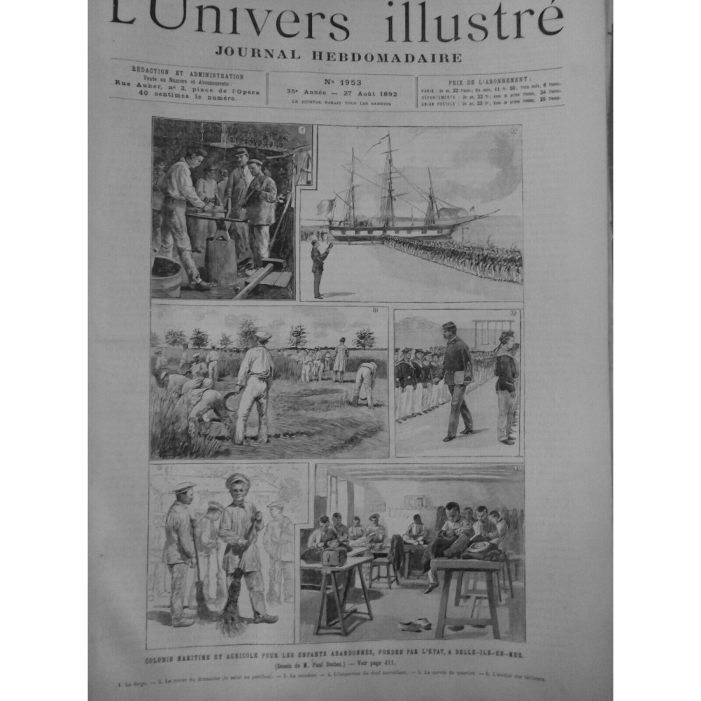 1892 UI COLONIE MARITIME ENFANT ABANDON BELLE-ÎLE-EN-MER MOISSON FORGE CORVEE