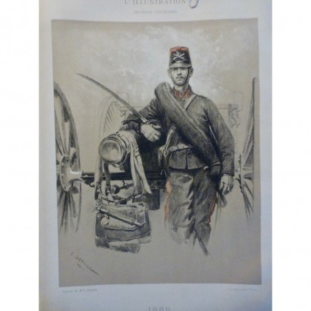 1880 I EDOUARD DETAILLE MILITAIRE ARTILLERIE CANON BESACE UNIFORME EPEE