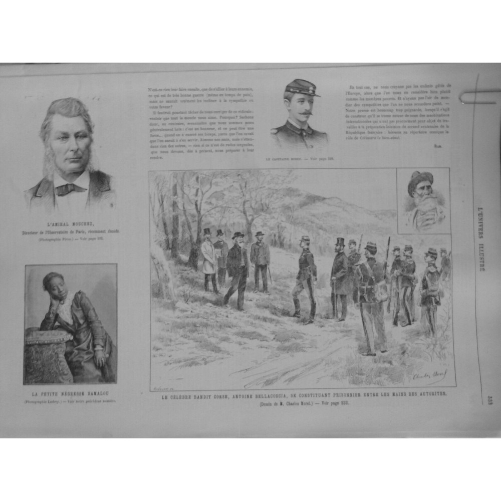 1892 UI BANDITISME CORSE ANTOINE BELLACOSCIA PRISONNIER AUTORITES DESSIN MOREL