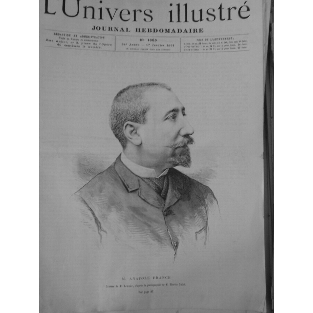 1891 UI ANATOLE FRANCE BALTHAZAR THAÏS OEUVRES PORTRAIT GRAVURE LEMAIRE GALLOT