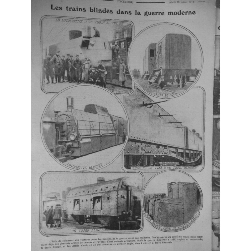 1916 GUERRE MODERNE TRAIN BLINDE CANON ARMATURE LOCOMOTIVE