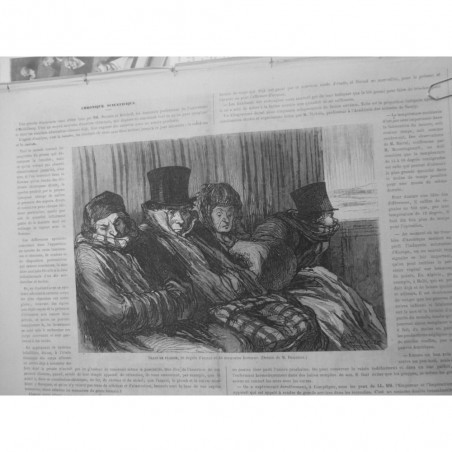 1862 MI DAUMIER DESSIN TRAIN VOYAGE PASSAGER MAUSSADE HUMEUR