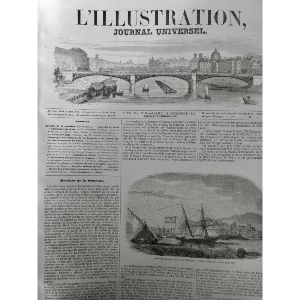 1846 I DELIVRANCE PRISONNIER FRANCAIS ABD-EL-KADER CÔTE AFRIQUE PRESIDES ESPAGNE