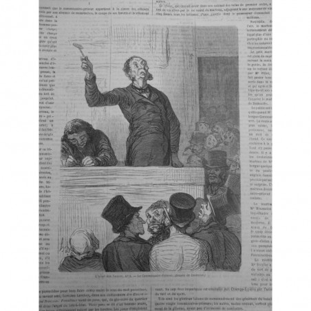 1863 MI DAUMIER DESSIN COMMISSAIRE PRISEUR ENCHERE MARTEAU