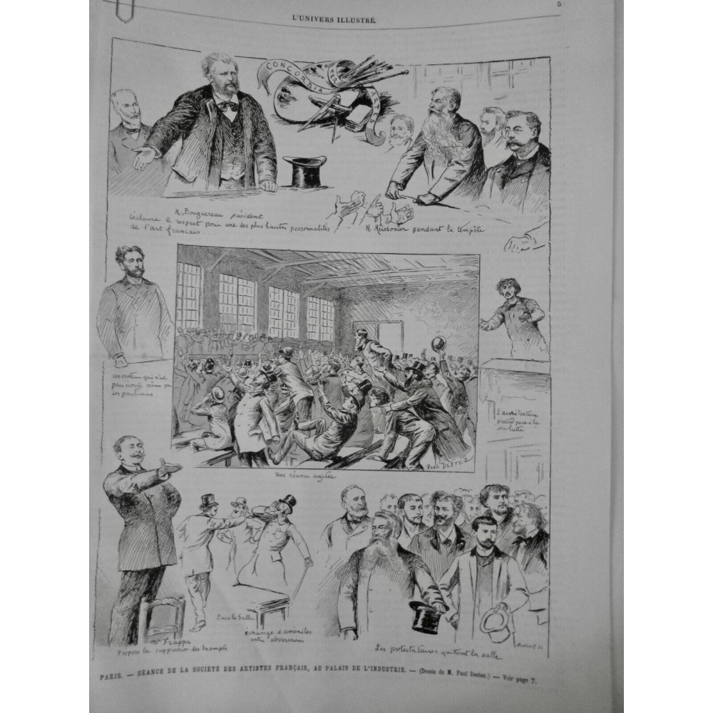 1890 UI PARIS SEANCE ARTISTE FRANCAIS PALAIS INDUSTRIE DESSIN DESTEZ