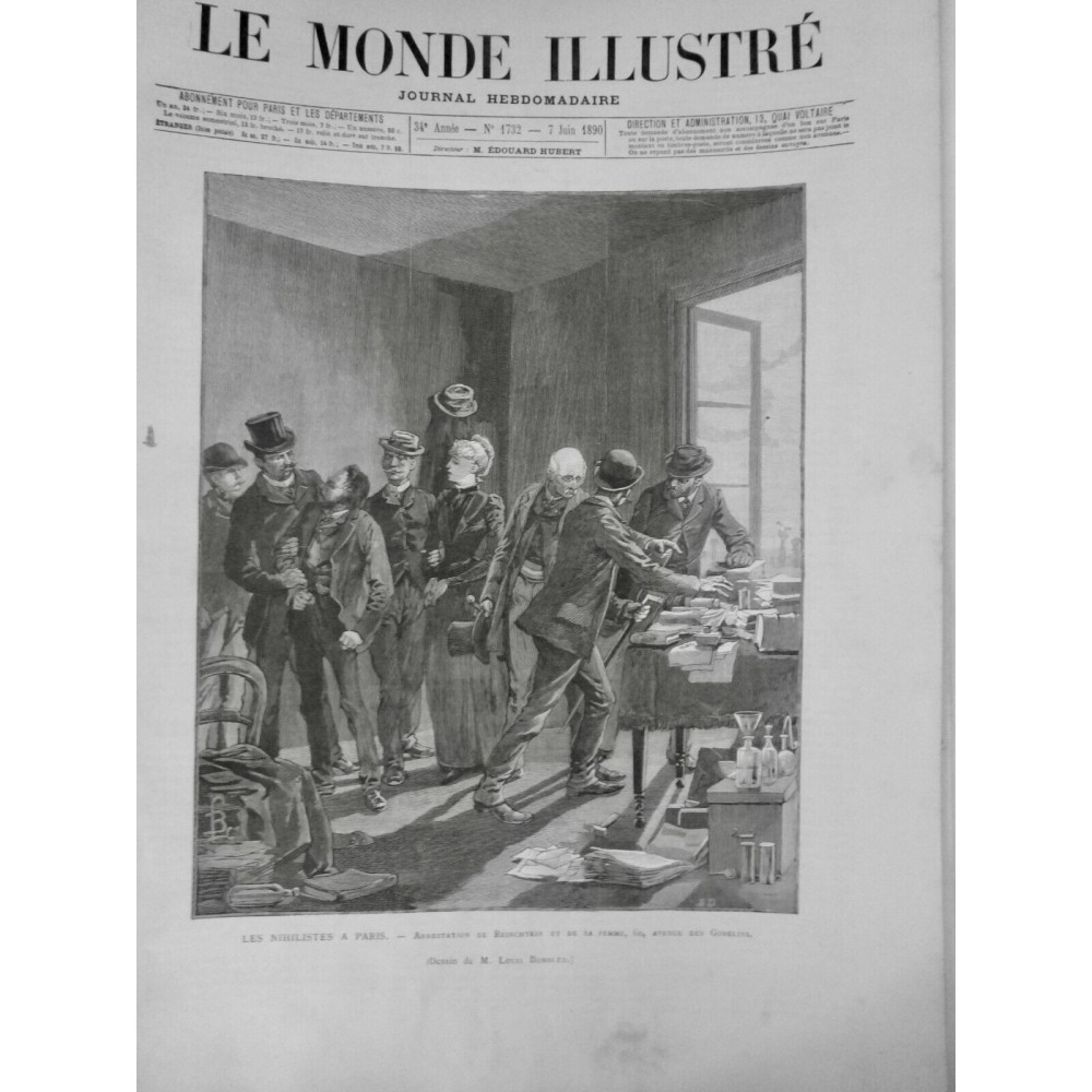 1890 MI PARIS NAHILISTE ARRESTATION REICHTEIN FEMME DESSIN BOMBLED