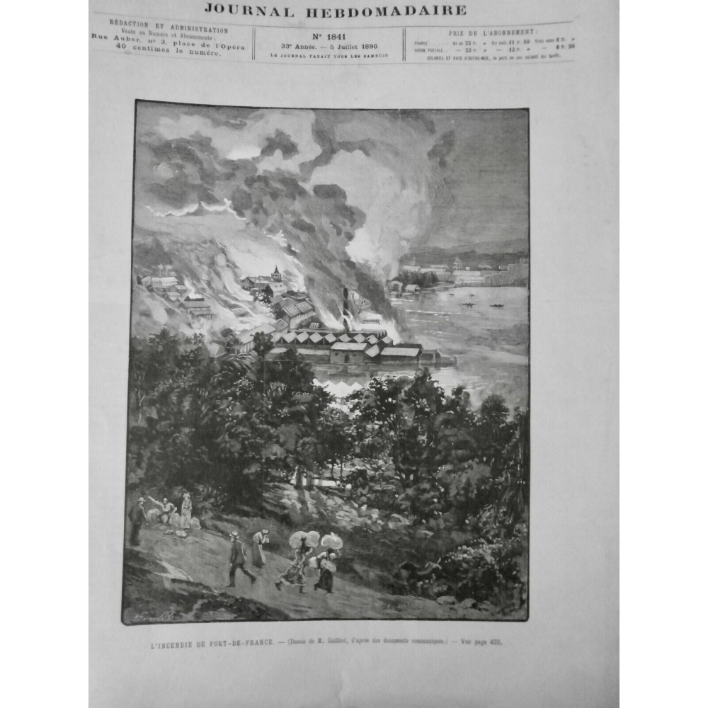 1890 MARTINIQUE FORT DE FRANCE INCENDIE DEGATS RUINES EGLISE 4 JOURNAUX