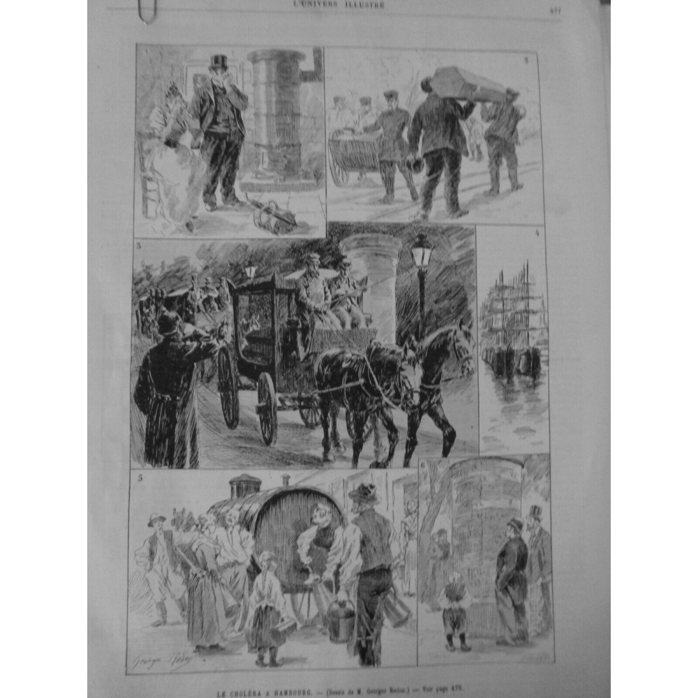 1892 CHOLERA DESINFECTION CADAVRE CORBILLARD FUMIGATION INCENDIE 2 JOURNAUX