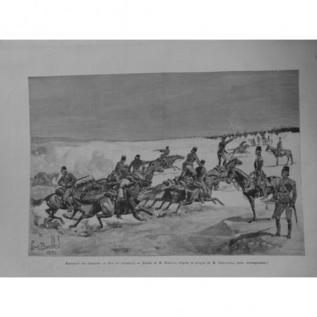 1892 MI COSAQUE DU DON EXERCICE REGIMENT CAMPEMENT DESSIN BOMBLED DIKOUSCHKA