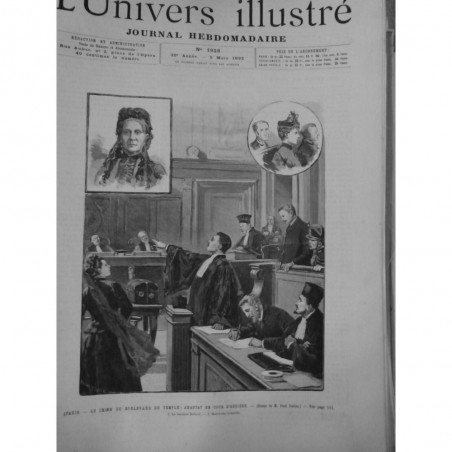 1892 UI AVOCAT PROCES ANASTAY ASSISES CRIME PARIS DELLARD GONZALĖS DESSIN DESTEZ